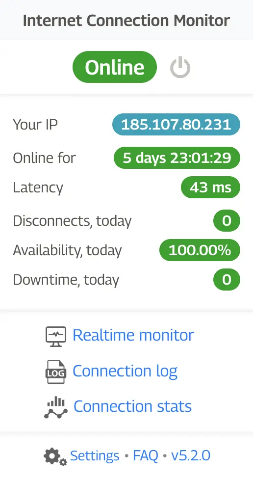 ICM — Google Chrome extension for monitoring Internet connectivity and latency