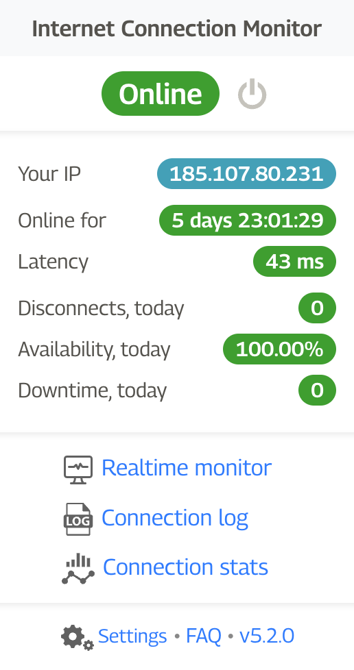 ICM — Google Chrome extension for monitoring Internet connectivity and latency